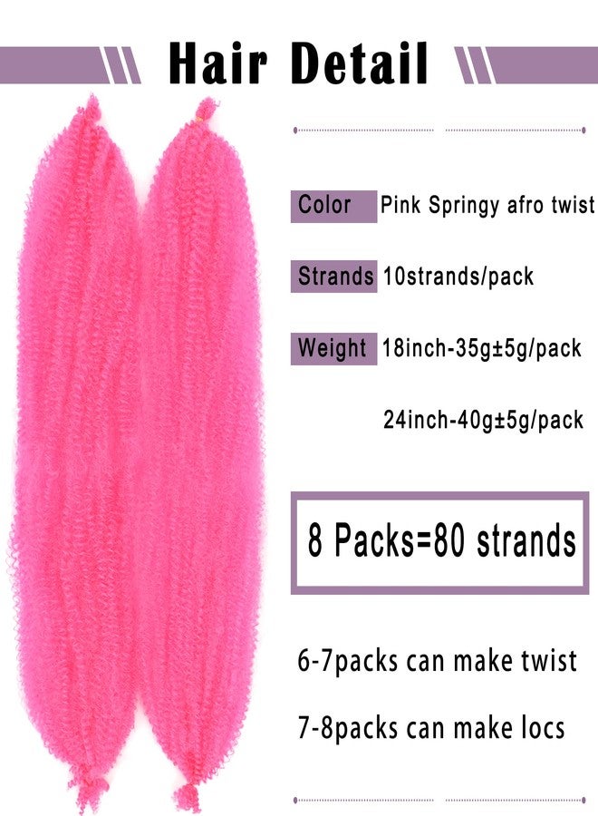 Vomella Springy Afro Twist Hair 8 Packs Marley Twist Braiding Hair Pre Separated Spring Twist Hair for Faux Locs Crochet Hair Kinky Twist for Braiding Synthetic Hair Extensions (pink#, 24inch(Pack of 8) - Image 2